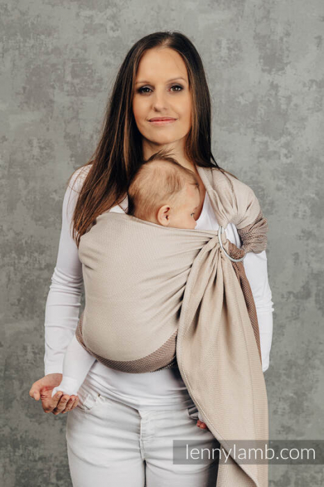 Sling cu inele LennyLamb LITTLE HERRINGBONE BABY CAFFE LATTE [5]