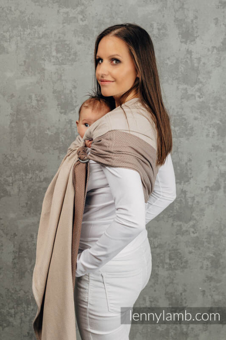 Sling cu inele LennyLamb LITTLE HERRINGBONE BABY CAFFE LATTE [4]