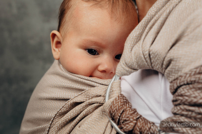 Sling cu inele LennyLamb LITTLE HERRINGBONE BABY CAFFE LATTE [3]