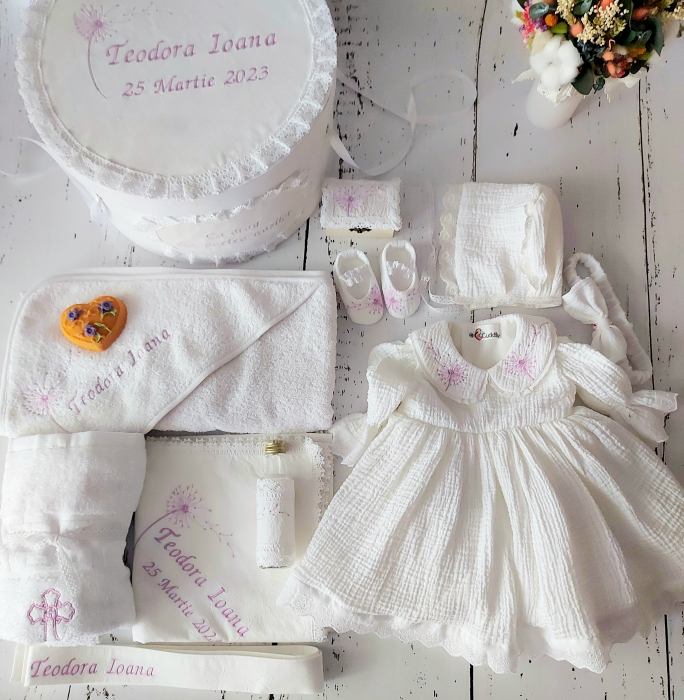 Trusou botez complet 13 piese- Sweet Purple Dandelion [19]
