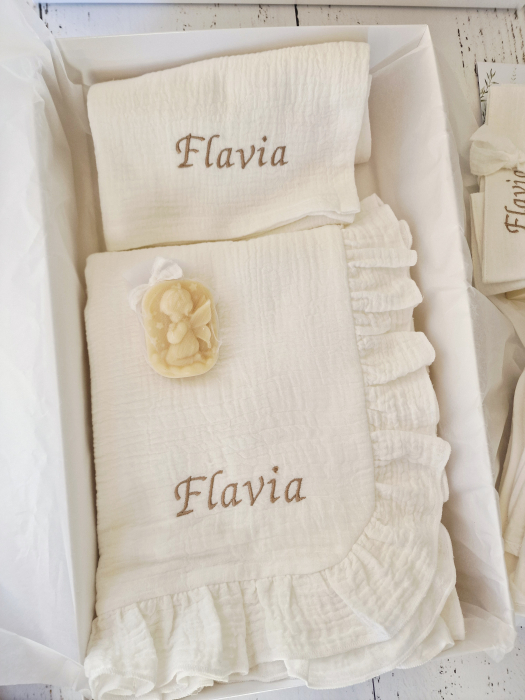 Trusou botez integral din muselina- ALB- 10 piese [8]