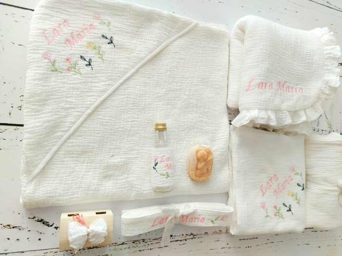 Trusou botez integral din muselina- Spring Flowers [5]
