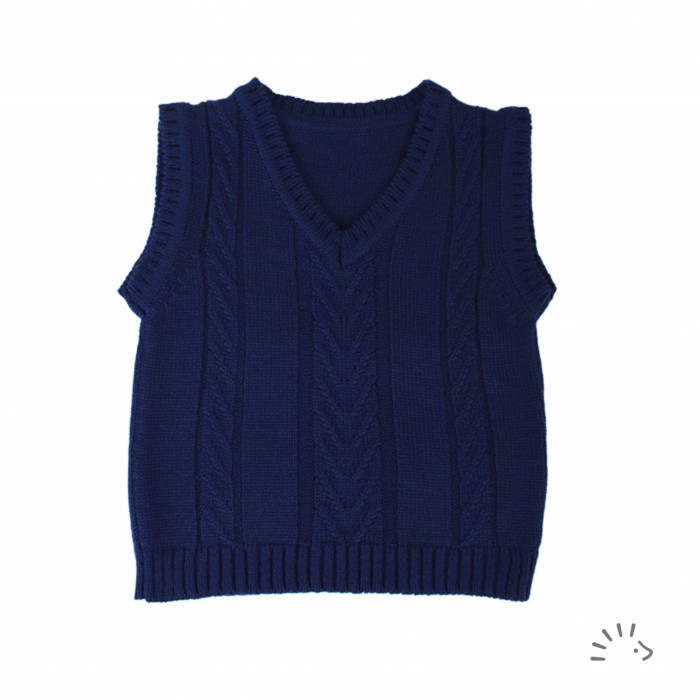 Vesta din bumbac organic tricotat - Blue Navy [1]