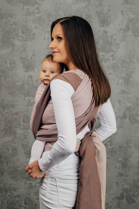 Wrap tesut pentru bebelusi -LITTLE HERRINGBONE BABY CAFFE LATTE - marime M - grad B [10]