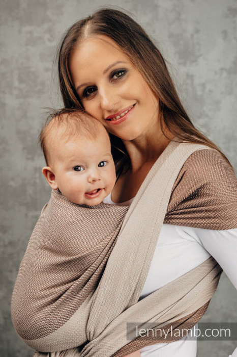 Wrap tesut pentru bebelusi -LITTLE HERRINGBONE BABY CAFFE LATTE - marime M - grad B [9]