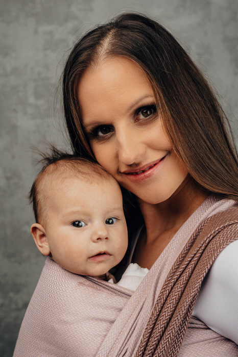 Wrap tesut pentru bebelusi -LITTLE HERRINGBONE BABY CAFFE LATTE - marime M - grad B [13]