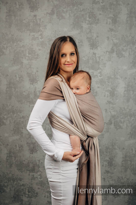 Wrap tesut pentru bebelusi -LITTLE HERRINGBONE BABY CAFFE LATTE - marime M - grad B [2]