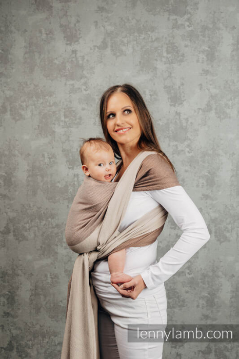Wrap tesut pentru bebelusi -LITTLE HERRINGBONE BABY CAFFE LATTE - marime M - grad B [8]