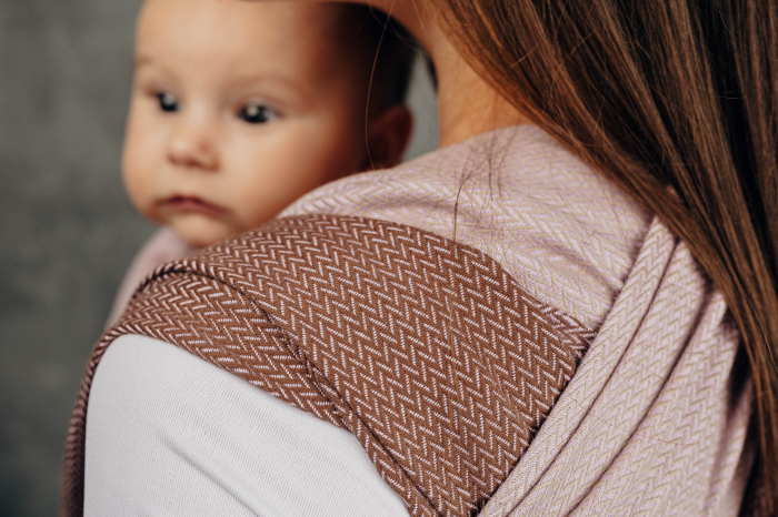 Wrap tesut pentru bebelusi -LITTLE HERRINGBONE BABY CAFFE LATTE - marime M - grad B [11]