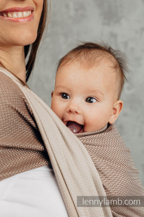 Wrap tesut pentru bebelusi -LITTLE HERRINGBONE BABY CAFFE LATTE - marime M - grad B [5]