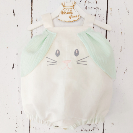 Salopete/ Overall - Body bebe din in Sweet Bunny Mint
