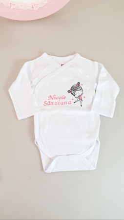 Haine naturale - Body bebe brodat cu nume/mesaj