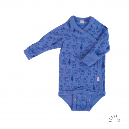 Body-uri bebe - Body kimono din lana merinos- Lama Jeans