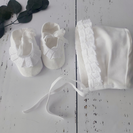 Boneta bebe din catifea bumbac - White Snow [2]