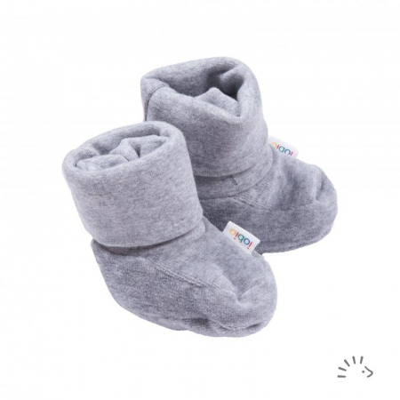 Baieti - Botosei din bumbac organic plusat- Grey