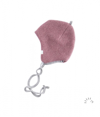 Haine naturale - Caciula bumbac organic fleece- Blackberry Melange