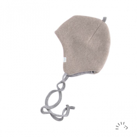 Caciula bumbac organic fleece- Beige Melange