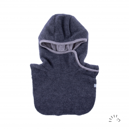 Haine naturale - Cagula copii din lana merinos si dublura extra-fina din bumbac organic= Anthracite