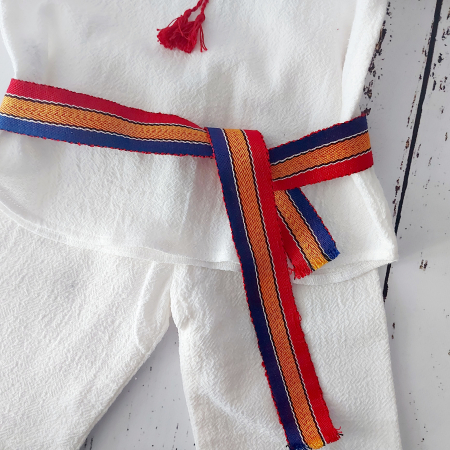 Botez 2025 - Brâu traditional tricolor pentru copii -tesut