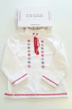 Botez traditional - Camasa traditionala baieti - Petrisor - Rosu