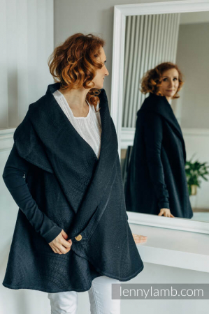 Protectii si haine babywearing - Cardigan/ protectie babywearing pentru vreme rece I PEACOCK'S TAIL - PITCH BLACK I LennyLamb I Marime S/M