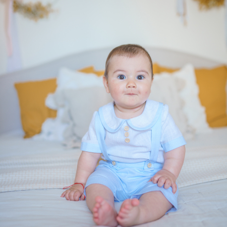 Baieti - Costumas din in si bumbac pentru baietei - Celestial Blue
