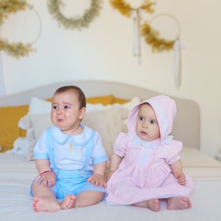 Costumas din in si bumbac pentru baietei - Celestial Blue [5]