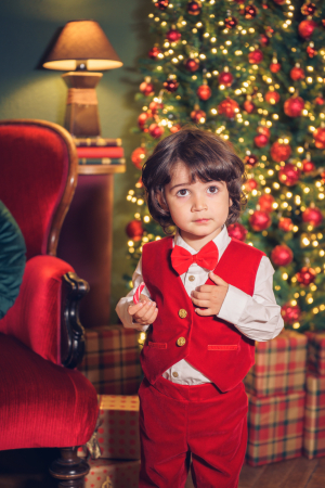 Costume tematice copii - Costumas elegant din catifea pentru baieti - Red Velvet