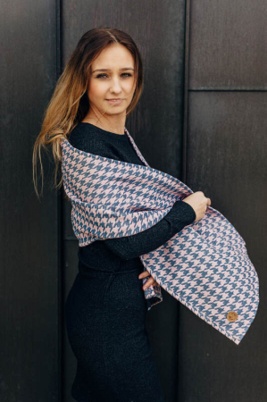 Esarfa Pepitka Grey & Pink I angora, lana alpaca, matase, bumbac [12]