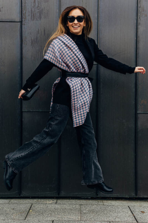 Esarfa Pepitka Grey & Pink I angora, lana alpaca, matase, bumbac [6]