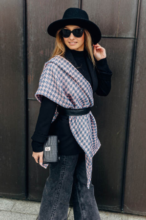 Esarfa Pepitka Grey & Pink I angora, lana alpaca, matase, bumbac [1]