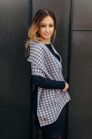 Esarfa Pepitka Grey & Pink I angora, lana alpaca, matase, bumbac [14]