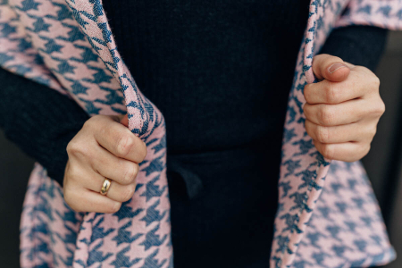 Esarfa Pepitka Grey & Pink I angora, lana alpaca, matase, bumbac [13]