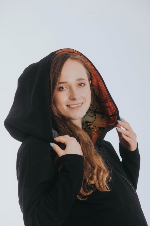Hanorac hoodie Babywearing Black Simphony Rainbow Dark- marime L [5]