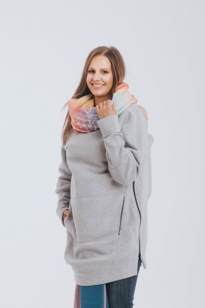 Hanorac hoodie Babywearing Grey Simphony Rainbow Light- marime M [6]