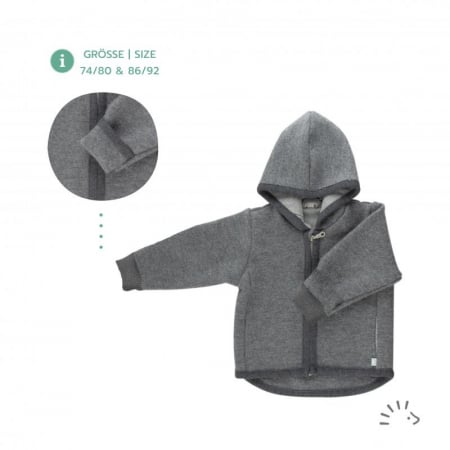 Haine naturale - Jacheta din lana merino fiarta/ tumbled wool - Milo Anhracite