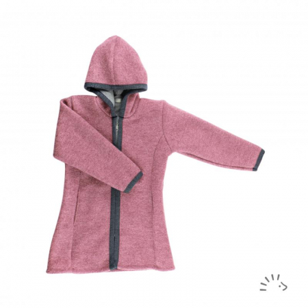 Haine naturale - Jacheta din lana merino fiarta/tumbled wool Marlene Rose Pink
