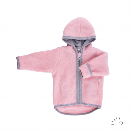 Haine naturale - Jacheta copii lana merino fleece - Milo Rose Pink