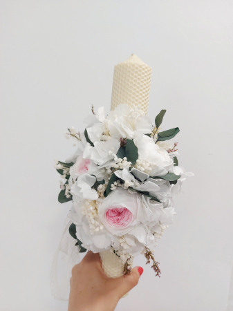 Lumanari botez - Lumanare botez - Pure Peony- ceara naturala