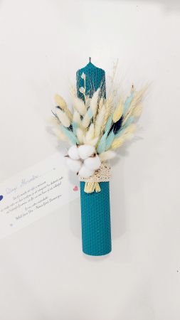 Lumanare botez -  Delicate Turquoise - ceara naturala [7]