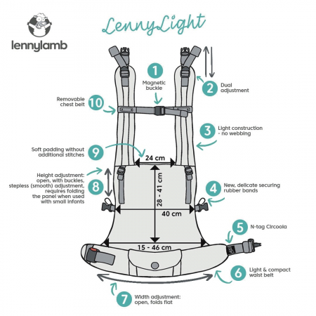 Marsupiu reglabil ergonomic LennyLight LITTLE HERRINGBONE EBONY BLACK [15]