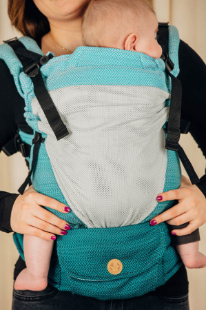 Marsupiu ajustabil Lenny Upgrade - Marsupiu reglabil Lenny UpGrade Mesh LITTLE HERRINGBONE OMBRE TEAL- EDITIE DE VARA