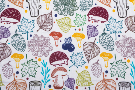 Pled muselina bambus 120x120 cm - UNDER THE LEAVES - HEDGEHOG- LennyLamb [5]