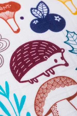Pled muselina bambus 120x120 cm - UNDER THE LEAVES - HEDGEHOG- LennyLamb [6]