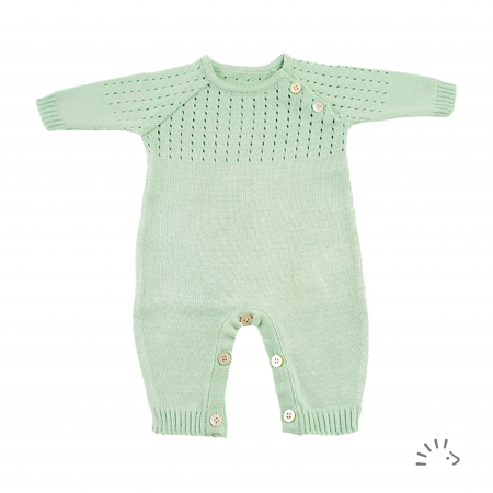 Overall Morgan din bumbac organic tricotat- Mint
