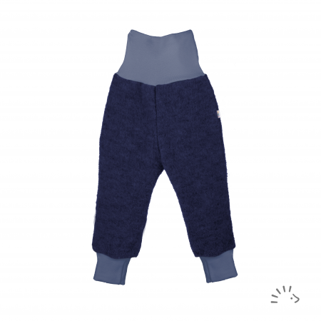 Haine naturale - Pantaloni din lana merinos fiarta/ boiled wool- Dark blue