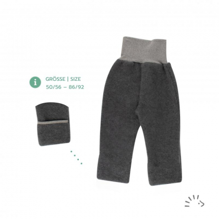 Haine naturale - Pantaloni grosi pentru copii din lana merinos fleece- Anthracite