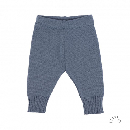 Pantaloni lana merinos organica tricotata- Grey Blue