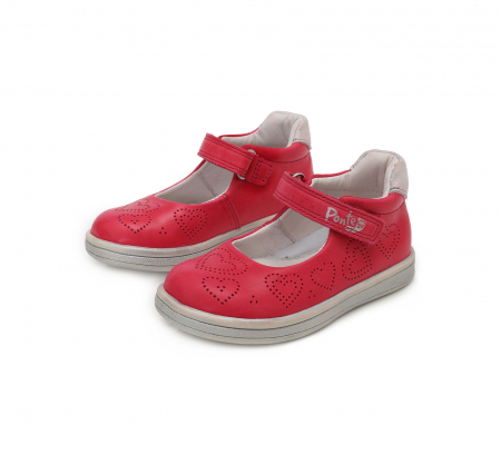Pantofi balerini piele fete, Ponte20, inimioare rosii- D.D.Step [5]