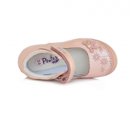 Pantofi balerini piele fete, Ponte20, roz cu floricele- D.D.Step [3]